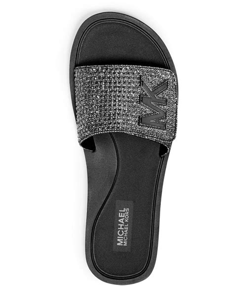 michael michael kors women's rhinestone mk logo pool slide sandals|Michael Kors Logo Slide Sandals for Women for sale .